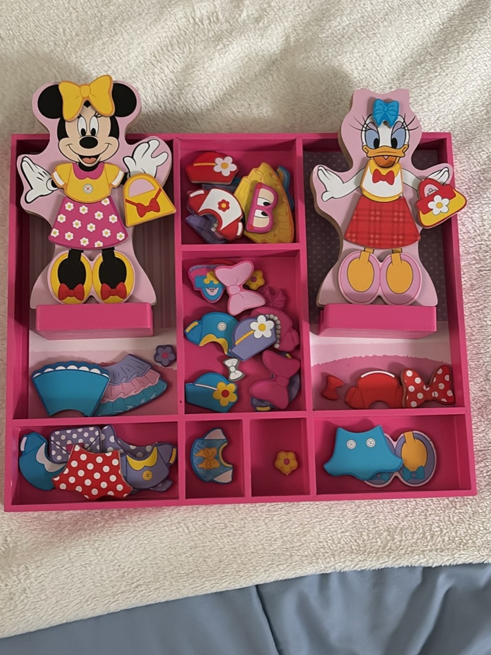Disney Wooden Minnie & Daisy Dress-Up Set - Pink, Yellow, Blue, Red